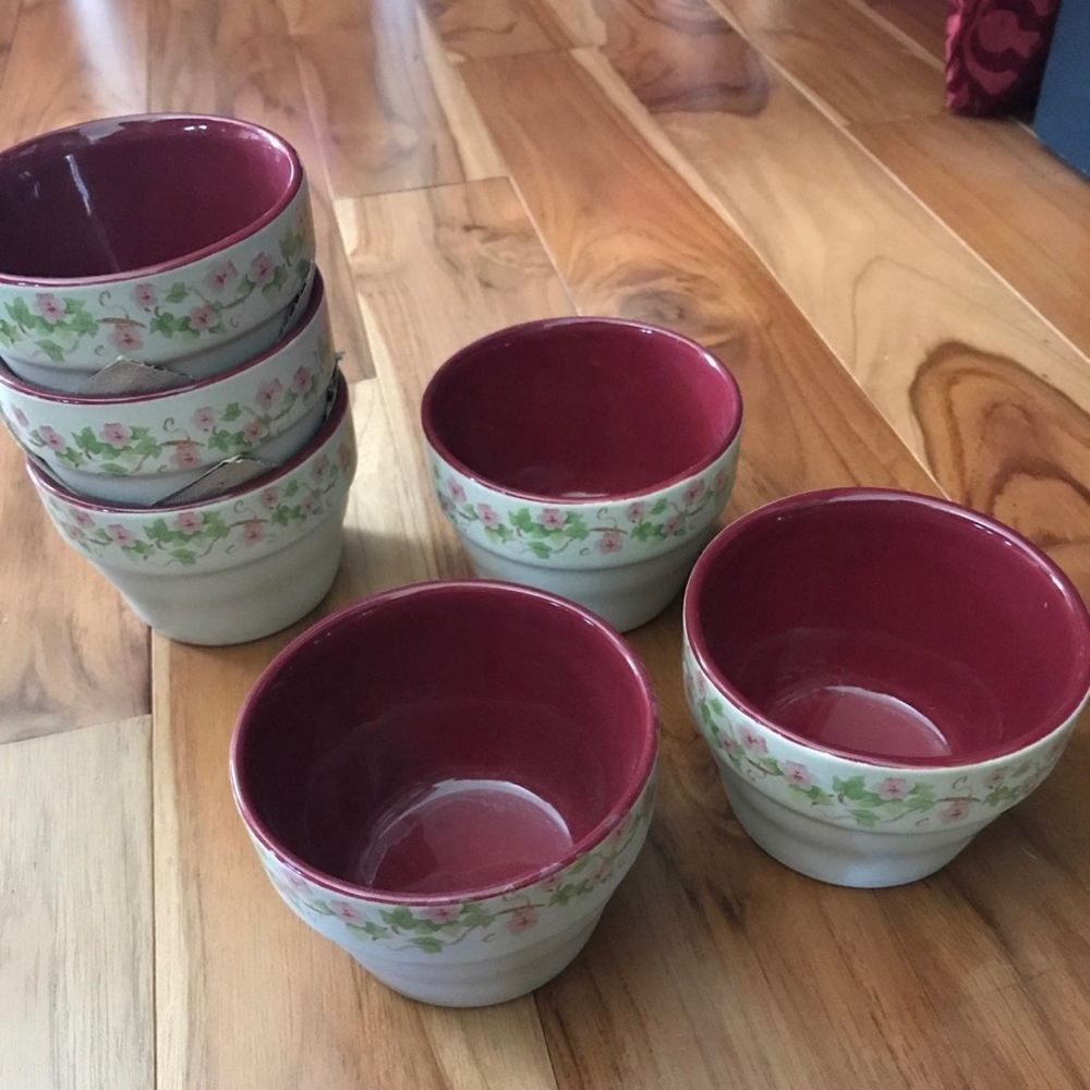6 Piece Ceramic Country Mini Baker Set pink floral design